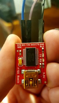 UART FTDI adapter with wires connected