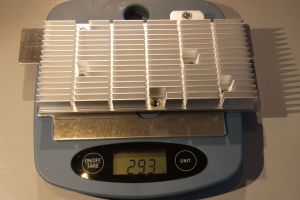 Heatsink and backplate on kitchen scale Heatsink and backplate on kitchen scale