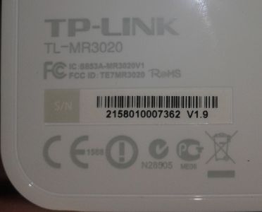 TL-MR3020 Bottom Info